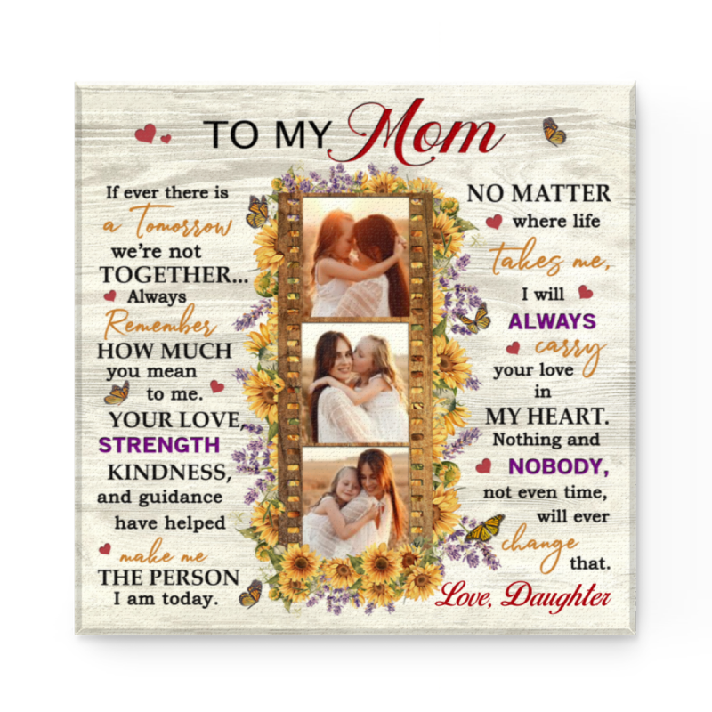 To My Mom Gift from Daughter Son, Personalized Mom Photo Collage Canvas, Mommy Gift, Mother’s Day Birthday Gift for Mom