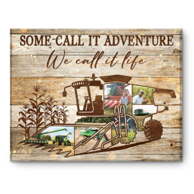 Personalized Corn Harvesting Photo Canvas, Custom Corn Farmer Gift, Corn Harvester Wall Art, Farm Family Gift, Harvest Gift for Dad