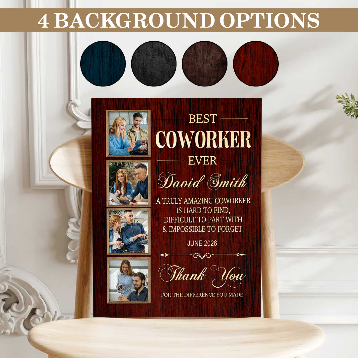 Coworker Thank You Gift, Personalized Coworker Canvas, Best Coworker Ever Photo Collage Gift, Coworker Appreciation Gift, Farewell Going Away & Retirement Gift for Colleague