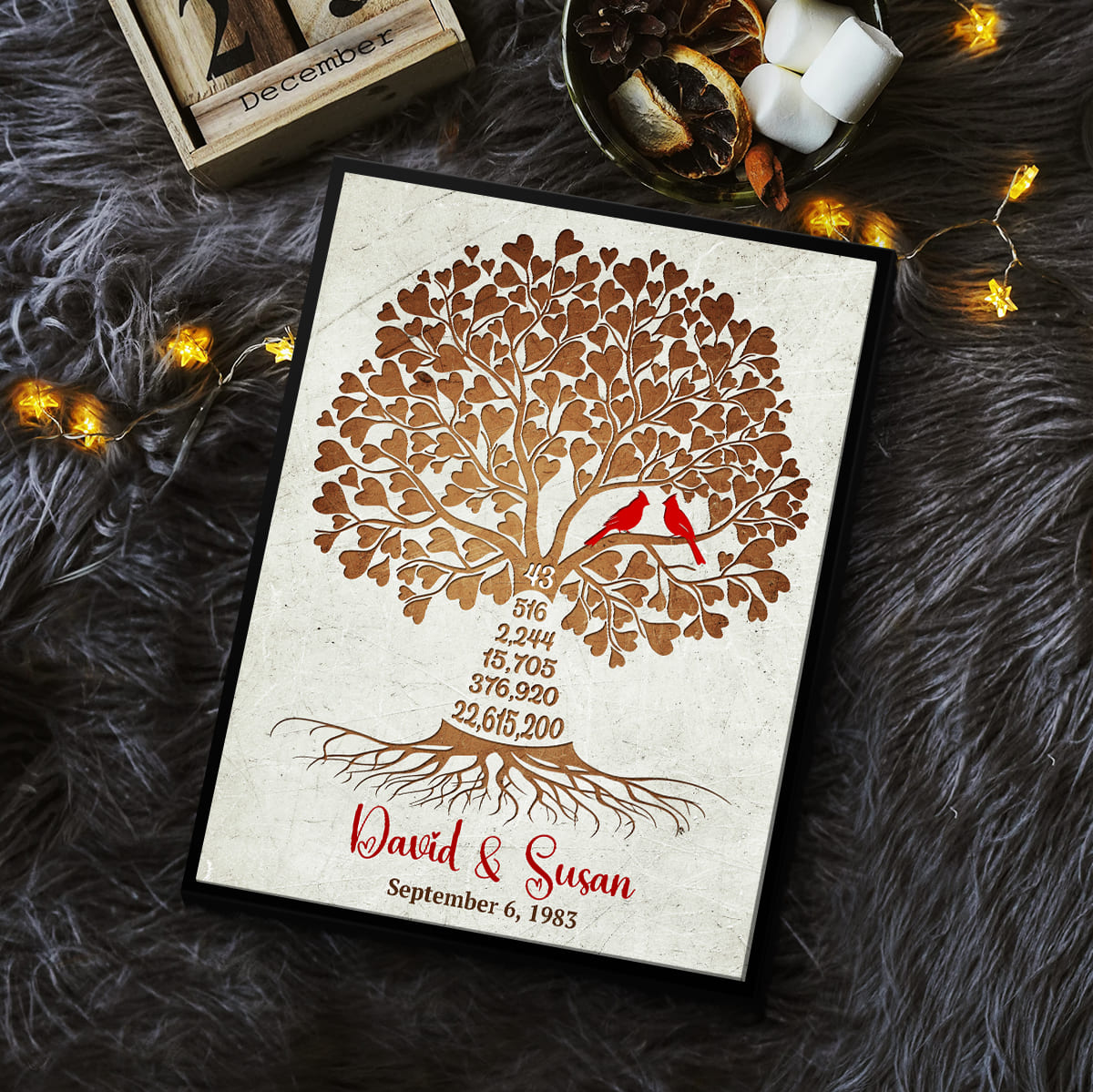 43rd Wedding Anniversary Gift for Husband, Personalized 43rd Anniversary Gift, Tree of Life Canvas, 43 Years of Marriage Gift, Custom Names & Date