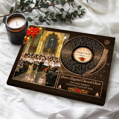 Personalized Church Choir Song Lyrics Canvas, Custom Christmas Choir Gift, Christmas Song Lyrics Gift, Church Christmas Decor