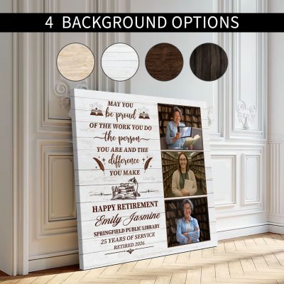 Personalized Librarian Retirement Canvas, Custom Librarian Photo Gift, Librarian Appreciation Gift, Farewell Gift For Librarian