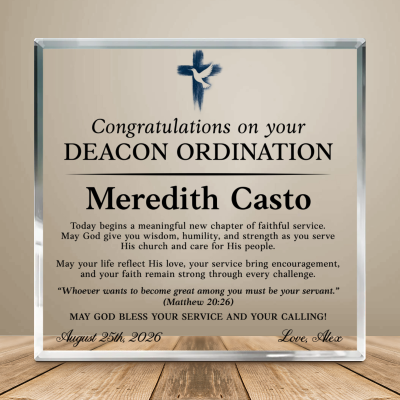 Personalized Deacon Ordination Gift, Deacon Ordination Plaque, New Deacon Gift, Deacon Appreciation Gift, Church Ministry Gift