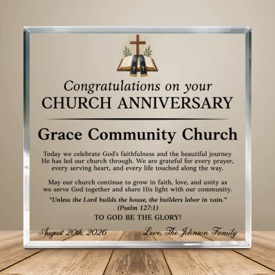 Church Anniversary Gift Personalized, Custom Church Anniversary Plaque, Church Celebration Gift, Christian Ministry Gift, Religious Keepsake
