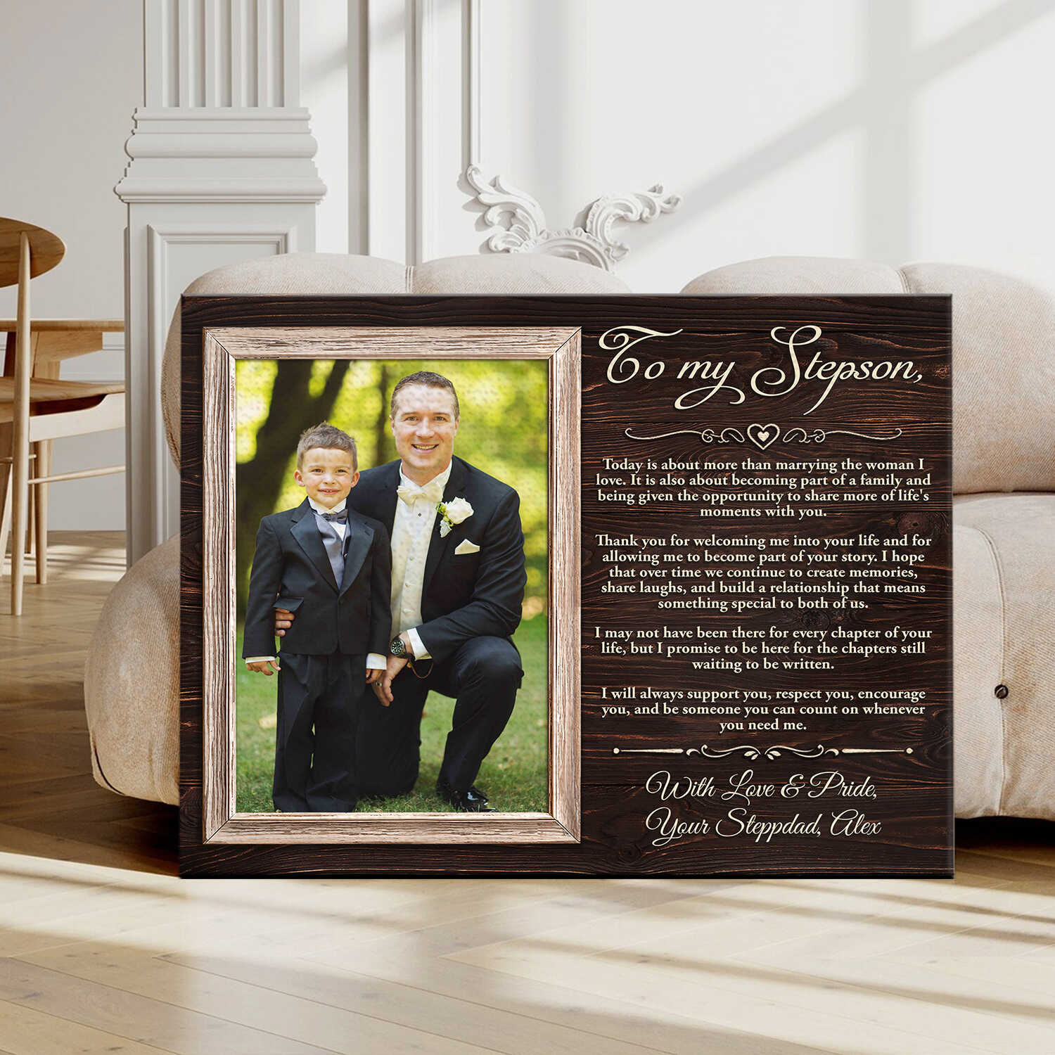 To My Stepson Gift from Stepdad, Personalized Wedding Gift for Stepson, Custom Photo Frame, Stepfather Wedding Gift