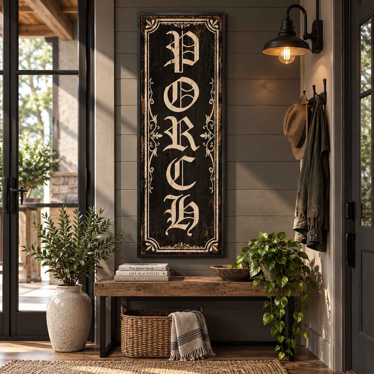 Rustic Porch Sign, Welcome Sign, Housewarming Gift for New Home, Farmhouse Front Door Decor, Entryway Wall Decor
