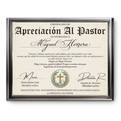 Certificado Personalizado De Apreciación Cristiana, Regalo De Agradecimiento, Reconocimiento De Servicio, Regalo Para Líder De Iglesia