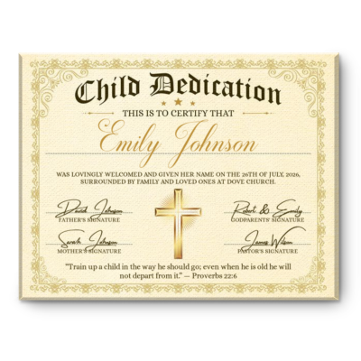Personalized Child Dedication Certificate, Custom Baby Dedication Canvas, Church Blessing Keepsake, Baby Dedication Gift, Christian Gift