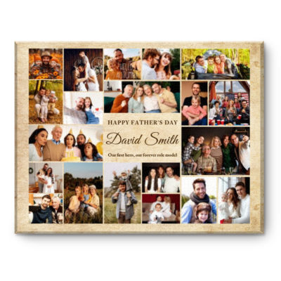 Custom Father's Day Photo Collage Canvas, Personalized Dad Picture Collage, 20 Photos Family Memories Gift, Father's Day Gift for Dad, Meaningful Gift for Father