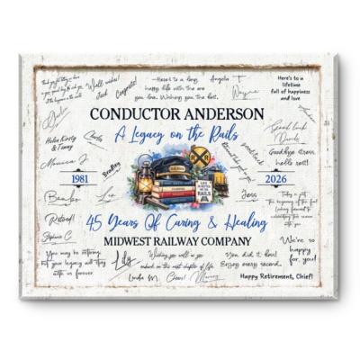 Train Conductor Retirement Guest Book, Custom Railroad Signature Board, Years of Service Sign, Conductor Retirement Party Decor, Railroad Farewell Gift
