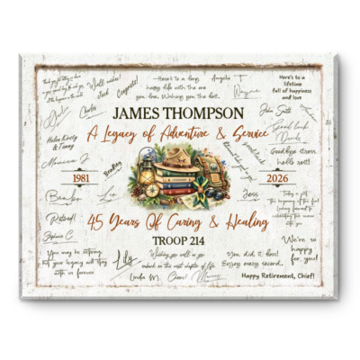 Personalized Scoutmaster Retirement Sign, Custom Boy Scout Guest Book, Adventure & Service Years Gift, Scout Retirement Party Decor, Scoutmaster Farewell Gift