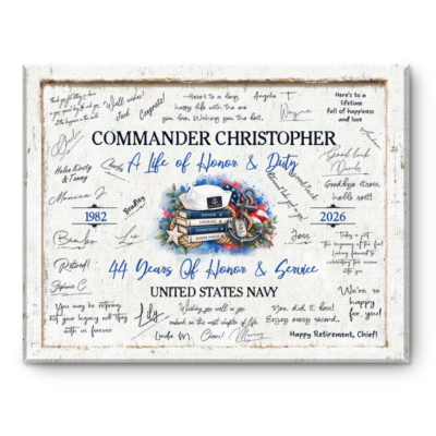 US Navy Retirement Signature Board, Custom Navy Guest Book, Years of Service Sign, Navy Veteran Farewell Gift, Navy Veteran Retirement Party Decor