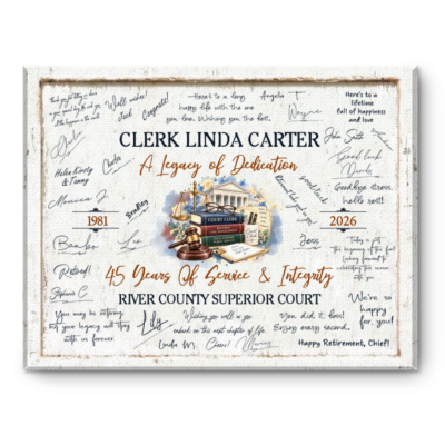 Court Clerk Retirement Guest Book, Custom Court Clerk Signature Sign, Years of Service Gift, Legal Retirement Party Decor, Court Clerk Farewell Gift