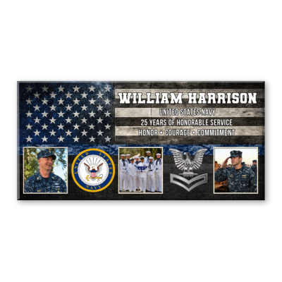 Personalized Navy Retirement Canvas, US Navy Retirement Gift, Custom Department Logo Wall Art, Sailor Retirement Gift, Military Service Appreciation Gift