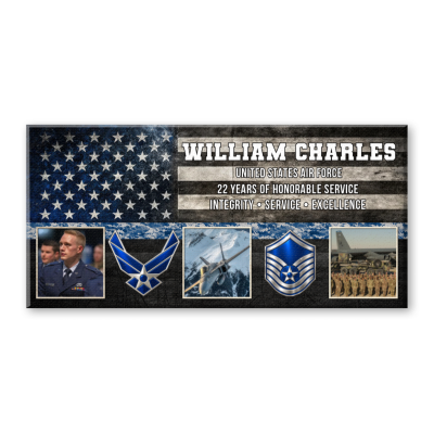 Personalized Air Force Retirement Canvas, US Air Force Retirement Gift, Custom Department Logo Wall Art, Airman Retirement Gift, Military Service Appreciation Gift
