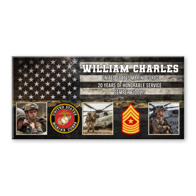 Personalized Marine Corps Retirement Canvas, USMC Retirement Gift, Custom Department Logo Wall Art, Marine Retirement Gift, Marine Appreciation Gift