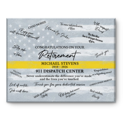 911 Dispatcher Retirement Guest Book Canvas, Dispatcher Retirement Gift, Custom 911 Dispatch Keepsake, Public Safety Appreciation Wall Art