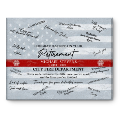 Firefighter Retirement Guest Book Canvas, Firefighter Retirement Gift, Custom Fire Department Keepsake, First Responder Appreciation Wall Art