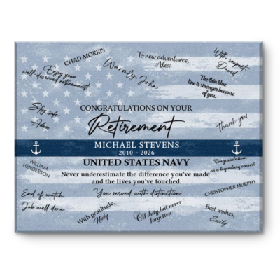 Navy Retirement Guest Book Canvas, Navy Retirement Gift, Custom Military Keepsake, Navy Service Appreciation Wall Art