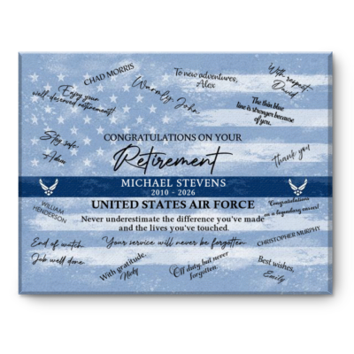 Air Force Retirement Guest Book Canvas, Air Force Retirement Gift, Custom Military Keepsake, Air Force Service Appreciation Wall Art