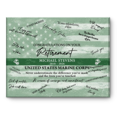 Marine Corps Retirement Guest Book Canvas, Marine Corps Retirement Gift, Custom USMC Keepsake, Marine Corps Service Appreciation Wall Art