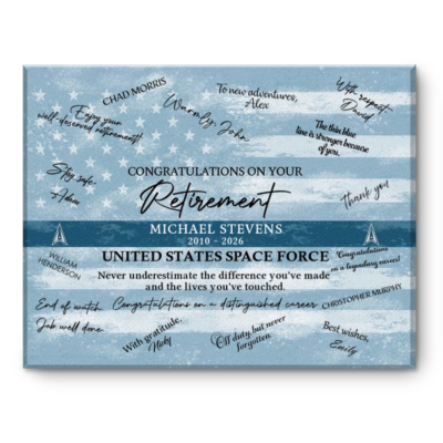 Space Force Retirement Guest Book Canvas, Space Force Retirement Gift, Custom USSF Keepsake, Space Force Service Appreciation Wall Art