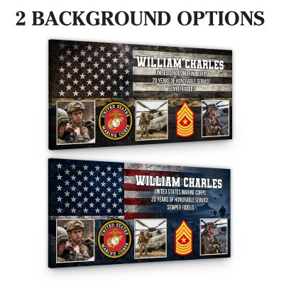 Personalized Marine Corps Retirement Canvas, USMC Retirement Gift, Custom Department Logo Wall Art, Marine Retirement Gift, Marine Appreciation Gift