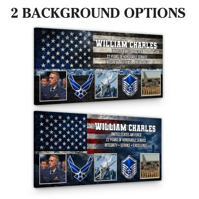 Personalized Air Force Retirement Canvas, US Air Force Retirement Gift, Custom Department Logo Wall Art, Airman Retirement Gift, Military Service Appreciation Gift