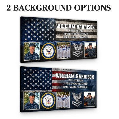 Personalized Navy Retirement Canvas, US Navy Retirement Gift, Custom Department Logo Wall Art, Sailor Retirement Gift, Military Service Appreciation Gift
