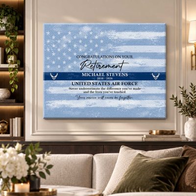 Air Force Retirement Guest Book Canvas, Air Force Retirement Gift, Custom Military Keepsake, Air Force Service Appreciation Wall Art