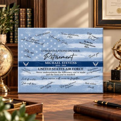 Air Force Retirement Guest Book Canvas, Air Force Retirement Gift, Custom Military Keepsake, Air Force Service Appreciation Wall Art
