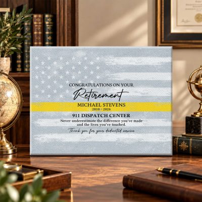 911 Dispatcher Retirement Guest Book Canvas, Dispatcher Retirement Gift, Custom 911 Dispatch Keepsake, Public Safety Appreciation Wall Art