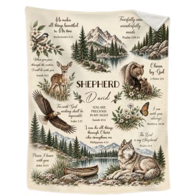 Personalized Christian Wildlife Blanket, Custom Name Bible Verse Blanket, Faith Gift, Christian Throw, Christian Home Decor, Baby Blanket
