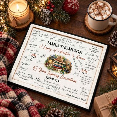 Personalized Scoutmaster Retirement Sign, Custom Boy Scout Guest Book, Adventure & Service Years Gift, Scout Retirement Party Decor, Scoutmaster Farewell Gift