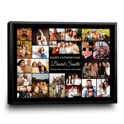 Custom Father's Day Photo Collage Canvas, Personalized Dad Picture Collage, 20 Photos Family Memories Gift, Father's Day Gift for Dad, Meaningful Gift for Father