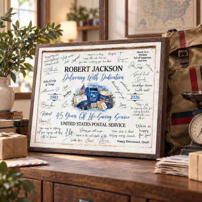 Personalized USPS Retirement Guest Book, Custom Postal Worker Signature Sign, Mail Carrier Years of Service Gift, USPS Retirement Party Decor, Postman Farewell Gift