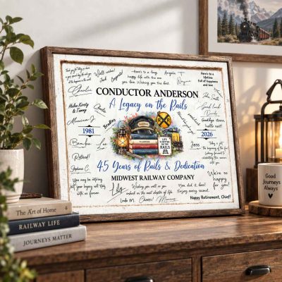 Train Conductor Retirement Guest Book, Custom Railroad Signature Board, Years of Service Sign, Conductor Retirement Party Decor, Railroad Farewell Gift