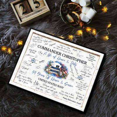 US Navy Retirement Signature Board, Custom Navy Guest Book, Years of Service Sign, Navy Veteran Farewell Gift, Navy Veteran Retirement Party Decor