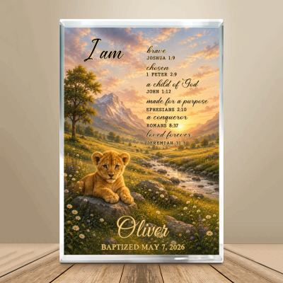 Personalized Baptism Acrylic Plaque for Boy, Christian Baby Gift, Custom Christening Keepsake, Bible Verse Acrylic Sign, Godson Baptism Gift