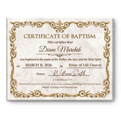 Custom Baptism Certificate Canvas, Personalized Christian Gift, Baptism Keepsake Gift for Baby Girl, Baby Baptism Gift, Religious Wall Decor