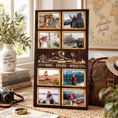 Custom Travel Photo Collage Canvas, Personalized Traveler Gift, Adventure Wall Art, Travel Memories Decor, Wanderlust Gift