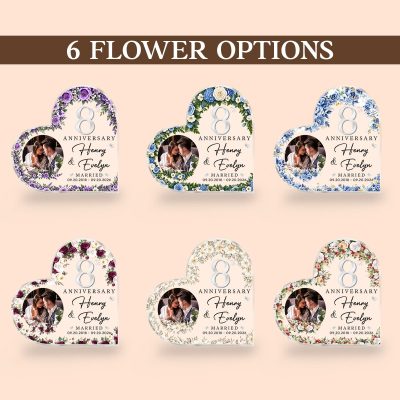 8th Anniversary Photo Heart Acrylic, Custom Photo Couple Plaque, 8th Anniversary Plaque, 8th Wedding Anniversary Keepsake Gift