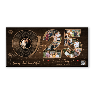 Personalized 25th Anniversary Photo Collage Vinyl Record, Custom Song Lyrics Gift, 25th Wedding Anniversary Gift, Gift For Wedding Anniversary