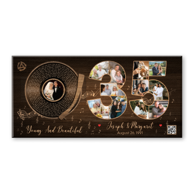 Personalized 35th Anniversary Photo Collage Vinyl Record, Custom Song Lyrics Gift, 35th Wedding Anniversary Gift, Gift For Wedding Anniversary