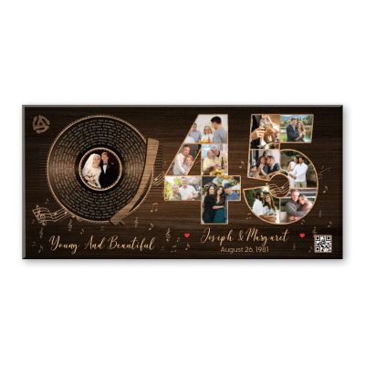 Personalized 45th Anniversary Photo Collage Vinyl Record, Custom Song Lyrics Gift, 45th Wedding Anniversary Gift, Gift For Wedding Anniversary