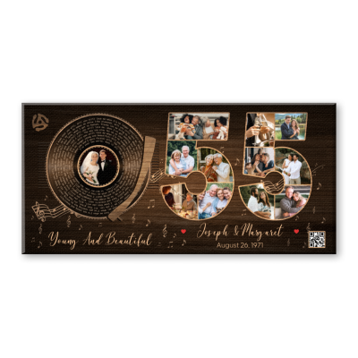 Personalized 55th Anniversary Photo Collage Vinyl Record, Custom Song Lyrics Gift, 55th Wedding Anniversary Gift, Gift For Wedding Anniversary