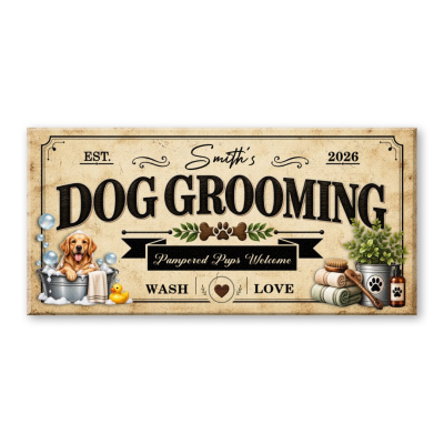 Personalized Dog Grooming Wall Sign, Custom Pet Grooming Shop Sign, Dog Groomer Business Decor, Pet Salon Wall Art, Grooming Salon Gift