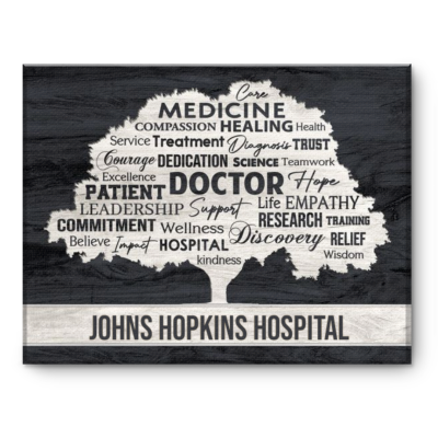 Personalized Doctor Word Cloud Canvas, Custom Hospital Name Wall Art, Inspirational Medical Quotes, Physician Appreciation Gift, Healthcare Office Decor