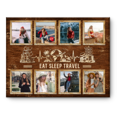 Personalized Traveler Gift, Custom Travel Photo Collage Canvas, Travel Lover Gift for Women, Vacation Gift, Travel Wall Art