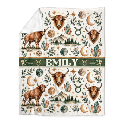 Taurus Baby Blanket, Personalized Zodiac Blanket, Custom Taurus Baby Gift, Taurus Newborn Gift, Baby Nursery Blanket